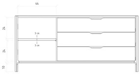 Нисък скрин от масивен дъб в естествен цвят 140x64 cm Twig – The Beds