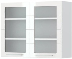 Висящ шкаф Hudson V7-90-2KS with Витрина-White - White glossy