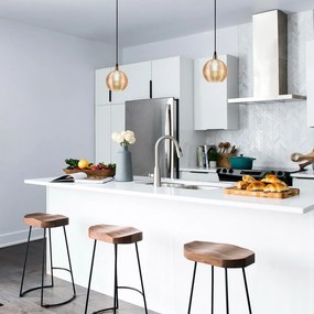 Жълта охра и златисто висящо осветително тяло със стъклен абажур ø 15 cm Muzo – Opviq lights