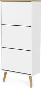 Бяла етажерка за обувки с крака от дъбово дърво с 3 копчета Dot - Tenzo