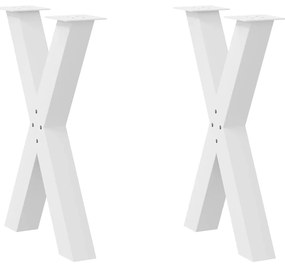 4012969 vidaXL Крака за трапезна маса, X-образни, 2 бр., бели, 50 x (72-73) см, стомана