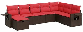 3325540 vidaXL Градински комплект с възглавници, 8 части, кафяв, полиратан