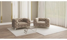 Сиво-бежово кадифено кресло Chelsea – Ropez