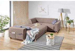 Кафяв разтегателен/с място за съхранение ъглов диван (десен ъгъл/L форма) Classy Sophie – Miuform