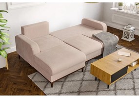 Бежов ъглов диван от рипсено кадифе (ляв ъгъл) Beata – Ropez