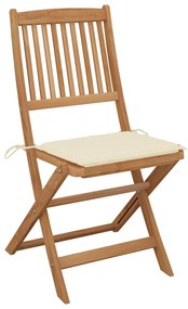 3064673 vidaXL Сгъваеми градински столове, 4 бр, с възглавници, акация масив