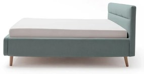 Светлосиньо двойно легло 160x200 cm тапицирано с място за съхранение с включена подматрачна рамка Lotte – Meise Möbel