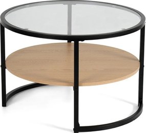 Черна/в естествен цвят кръгла масичка за кафе от декор от дъб ø 68 cm Zanu – Bonami Essentials