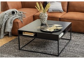 Черна масичка за кафе с ясенов плот 80x80 cm Willford – Actona