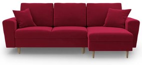 Червен кадифен разтегателен ъглов диван с място за съхранение Kyoto – Cosmopolitan Design