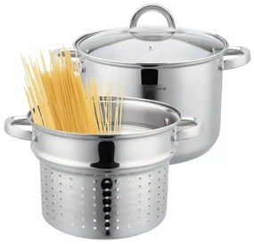 Тенджера за приготвяне на спагети Klausberg KB 7738, 24 см, 7 l, 3 части, Индукция, Сребрист