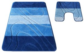 Сини постелки за баня в комплект от две части 50 cm x 80 cm + 40 cm x 50 cm