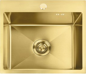 Стоманена мивка с комплект аксесоари 3 бр. REA Leo 50 Brush Gold