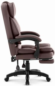 Ергономичен офис стол HC-1031 от екокожа с подложка за крака - кафяв