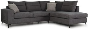 Ъглов диван Hannah-Сиво тъмно-Дясно