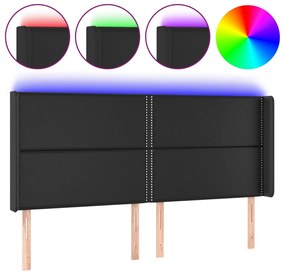 3124010 vidaXL LED горна табла за легло, черна, 183x16x118/128 см