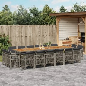 3210890 vidaXL Градински комплект с възглавници 17 части полиратан сив