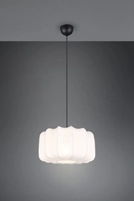 Бяло метално висящо осветително тяло с текстилен абажур ø 40 cm Madleine – Reality