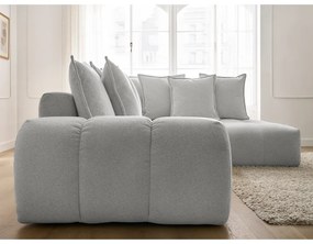 Светлосив шенилов сгъваем/с място за съхранение ъглов диван (десен ъгъл/L форма) Everest – Bobochic Paris