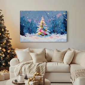 Картина на платно – Коледно дърво в зимен пейзаж