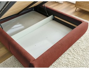 Оранжево тапицирано двойно легло с място за съхранение с решетка 160x200 cm Vernon - Bobochic Paris