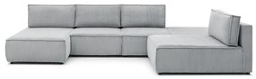 Светлосив променлив ъглов диван от велур Nihad modular - Bobochic Paris