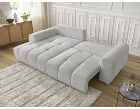 Светлосив сгъваем/с място за съхранение ъглов диван от прежда с примки от букле (ляв ъгъл) Roxelane – Bobochic Paris