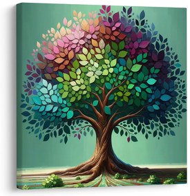 Картина на платно – Цветно дърво на живота върху платно