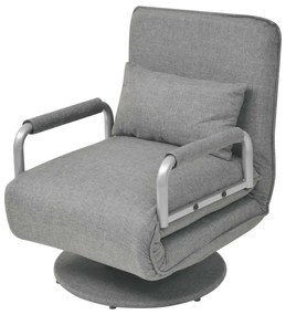 244666 vidaXL Въртящ се разтегателен фотьойл, светлосив, текстил