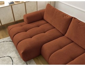 Сгъваем/с място за съхранение ъглов диван в тухлен цвят (ляв ъгъл) Fuji – Bobochic Paris