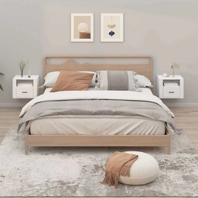 816885 vidaXL Нощни шкафчета за стенен монтаж, 2 бр, бял гланц, 50x36x40 см