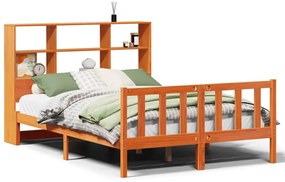 3321722 vidaXL Легло с етажерка за книги, без матрак, 140x200 см, бор масив