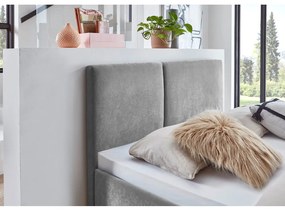 Сиво двойно легло 140x200 cm тапицирано с включена подматрачна рамка Piano – Meise Möbel