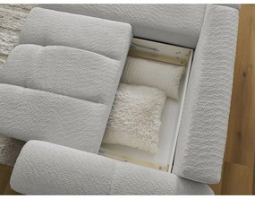 Светлосив сгъваем/с място за съхранение ъглов диван от прежда с примки от букле (ляв ъгъл) Roxelane – Bobochic Paris