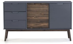 Антрацитен/тъмнокафяв нисък боров скрин 140x80 cm Nussa - Marckeric