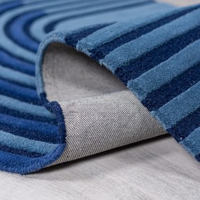 Тъмносин ръчно изработен вълнен килим 120x180 cm Conway Retro – Flair Rugs