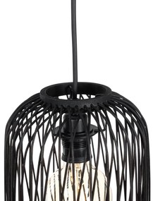 Интелигентен външен висящ аплик черен ратан 3-светлина с LED - Calamus