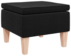 329427 vidaXL Табуретка с дървени крака, черна, текстил