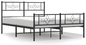 355284 vidaXL Метална рамка за легло с горна и долна табла, черна, 135x190 см