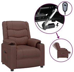 3143451 vidaXL Електрически наклоняем стол, кафяв, изкуствена кожа