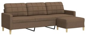 3278252 vidaXL 3-местен диван с табуретка, кафяв, 210 см, плат