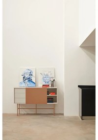 Нисък скрин с плъзгащи се врати в светлосиво-тухлено 140x91 cm Nube - Teulat