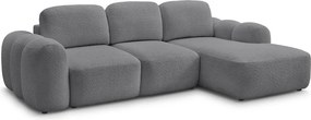 Сив сгъваем/с място за съхранение ъглов диван от прежда с примки от букле (десен ъгъл) Montaigne – Bobochic Paris