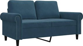 359528 vidaXL 2-местен диван, син, 120 см, кадифе