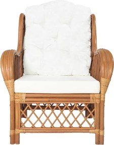 325471 vidaXL Диван с възглавница, светлокафяв, естествен ратан и лен