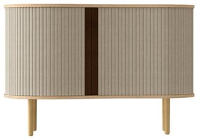 Нисък скрин с дъбов декор в бежово-натурален цвят с плъзгащи се врати 100x67 cm Audacious - UMAGE