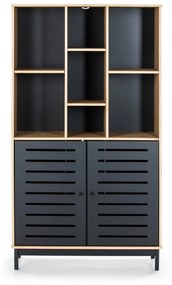 Черна книжарница от борова дървесина 90x160 cm Alessia - Marckeric
