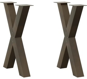 4012971 vidaXL Крака за трапезна маса, X-образни, 2 бр., естествена стомана, 50 x (72-73) см, стомана