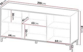 Бюфет Marmo-Black Marmaro-Length: 200 cm
