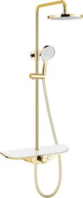 Mexen Exxo външен душ комплект с дъждовна глава и батерия, златен/бял - 78113-25
